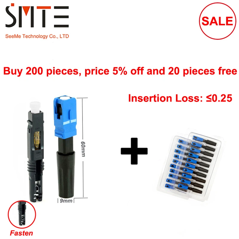 100 шт./лот UPC SC ZF SM высококачественный NPFG 8802-TLC/3 XF-5000-0322-3 55 мм Быстрый разъем SC/UPC FTTH волоконно-оптический SC