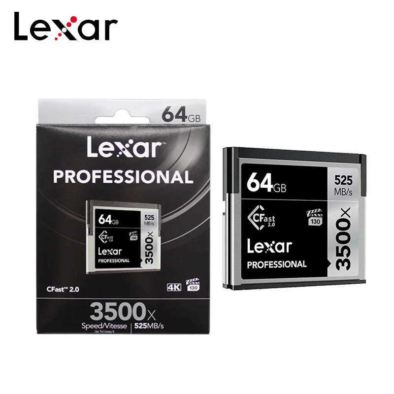 

Original Lexar 3500x 128GB 64GB Max Reading Speed 525MB/S CFast 2.0 Card Memory Card 512GB 256GB Professional For 4K HD Camera