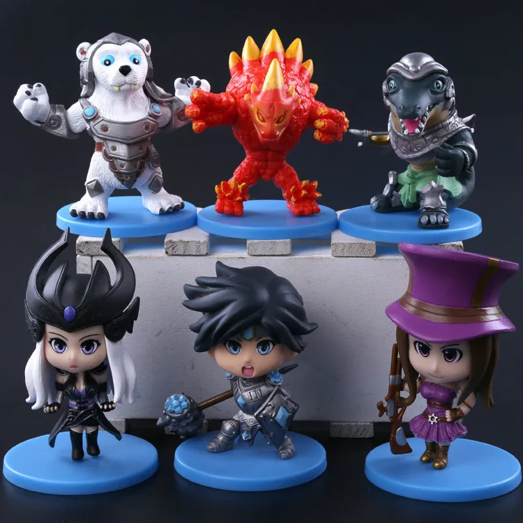 Горячие продажи Renekton Malphite Syndra Volibear Кейтлин Тарик ПВХ Игрушки Действие Рис Куклы С