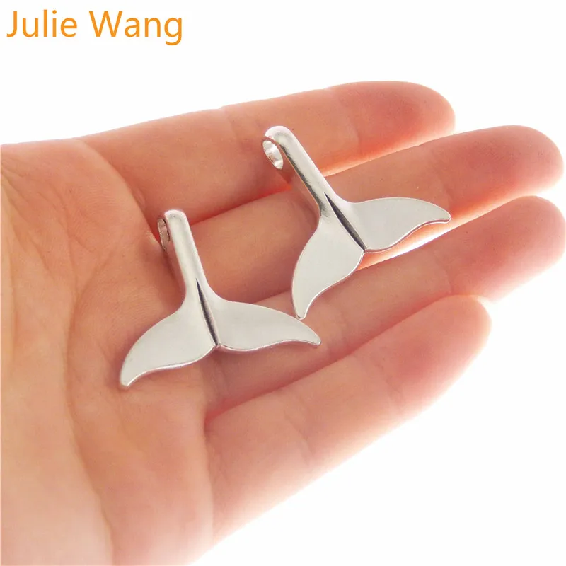 

Julie Wang 10PCS Alloy Mermaid Tail Fish Caudal Fins Charms For Neckalce Pendant Findings DIY Jewelry Making Accessories
