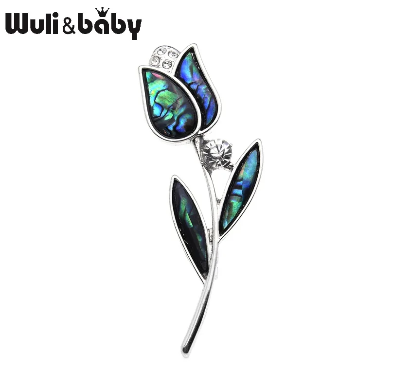 Женская брошь из естественного Абалона Wuli&baby металлическая в форме цветка