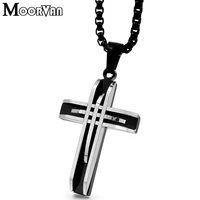 moorvan unique geometry cross pendantnecklace women rock trendy stainless steel bump punk crucifix girl jewelry vp285