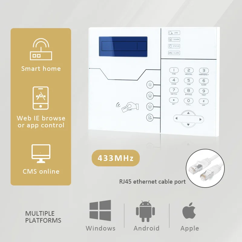 Беспроводной комплект сигнализации TCP IP GSM для домашней системы безопасности на