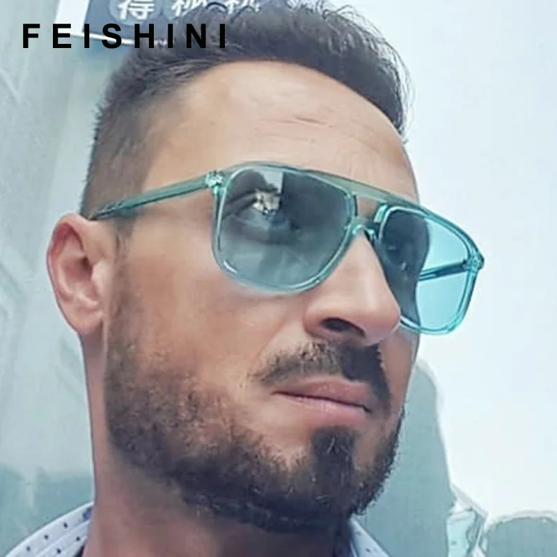 Feishini, зеленые, карамельные цвета, трендовые, хип-хоп, унисекс, солнцезащитные очки,, прозрачные линзы, для зрения, мужские очки, женские, винтажные, авиационные очки