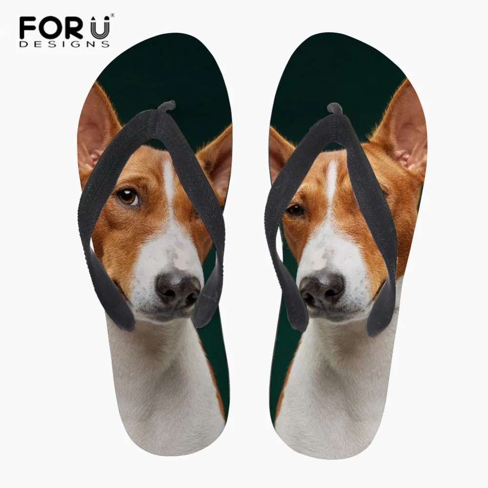 Forusus/мужские шлепанцы Летние пляжные сандалии с 3D принтом собаки Basenji Zapatos Hombre