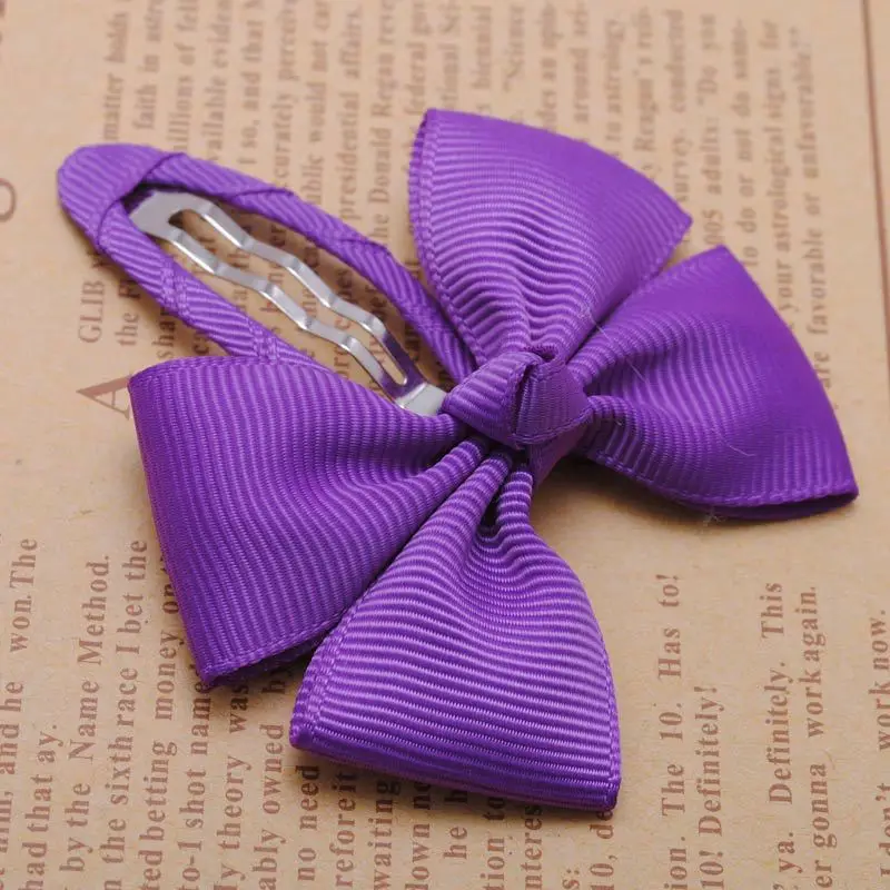 Purple Hairclips 2 шт./лот сплошная корсажная лента банты для маленьких девочек заколки для волос Детские аксессуары разные цвета - Цвет: Purple Hairclips