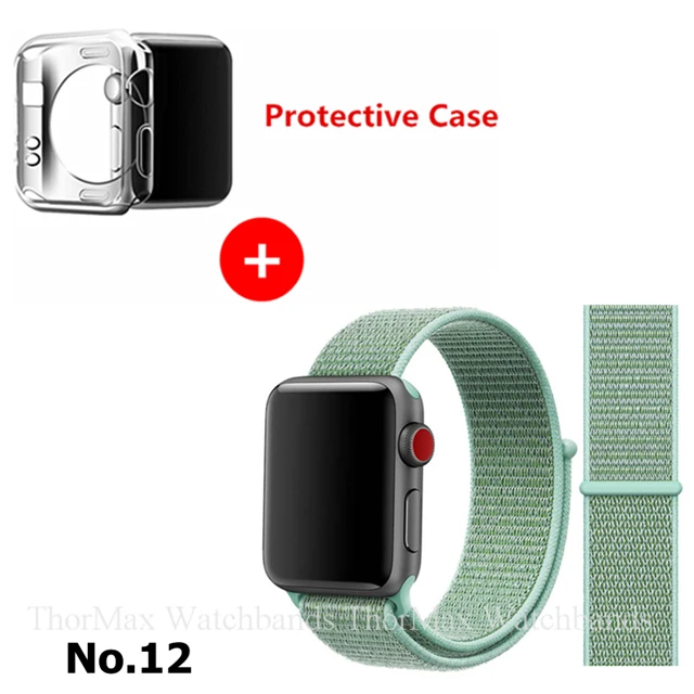 12-Sea Green Ремешок для Apple Watch Series 4 3 2 1 38 мм 42 мм нейлоновый мягкий дышащий браслет сменный ремешок Спортивная петля для iwatch 4 40 мм 44 мм - Цвет ремешка: 12-Sea Green
