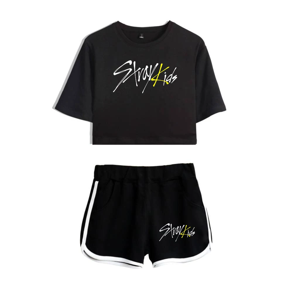 Комплект из двух предметов для девочек Stray Kids Kpop модный летний укороченный топ с