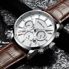 Часы Crrju Мужские кварцевые с кожаным ремешком, светящиеся люксовые брендовые деловые наручные, для отдыха