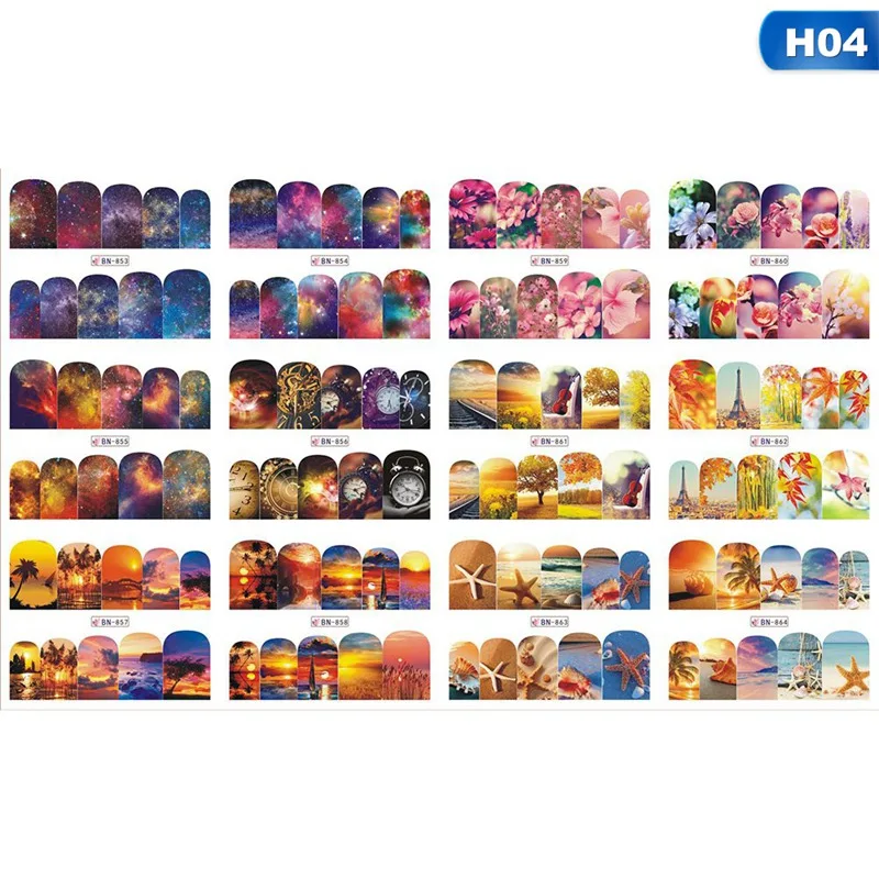 04 1 лист, новинка, фламинго, единорог, наклейка для ногтей, 3D, сделай сам, аксессуары, модные наклейки в виде листьев, животных, наклейки для ногтей, водная наклейка - Цвет: 04