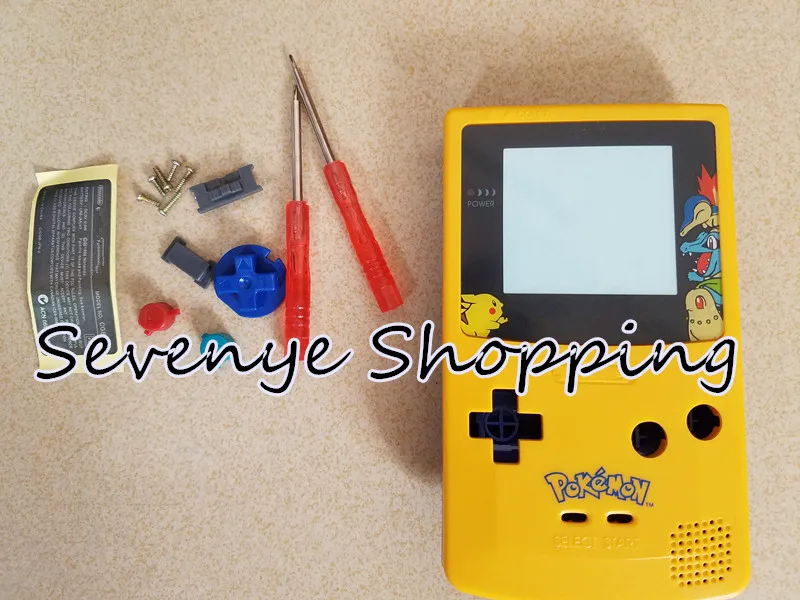 Для Nintendo Gameboy Цвет GBC консоли полный набор с отвертки Корпус случае ограниченного желтый и синий Покемон Пикачу случае