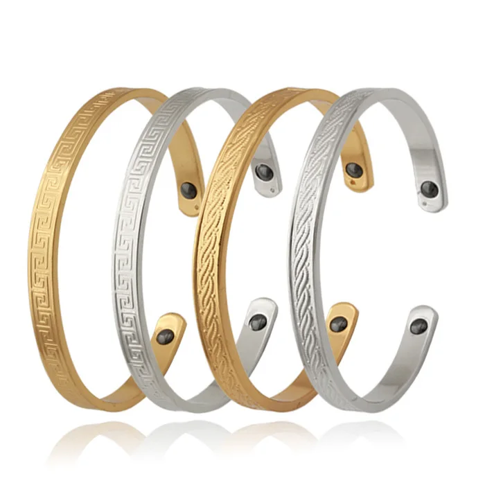 Модный мужской браслет золотого цвета с магнитной энергией турмалиновый магнит