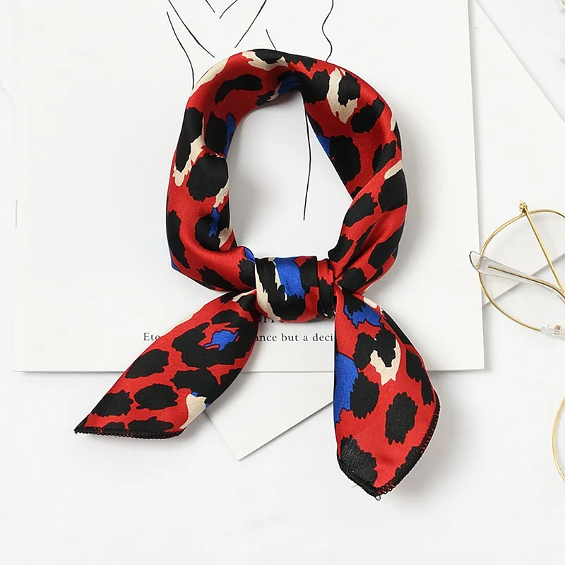 Украшает модные 50*50 см с леопардовым принтом scarfsilk волос шарфы упругой квадратный детские трусы для девочки, шарф, шарфы, сатин Сумочка шарф тощий - Цвет: S-8(32)