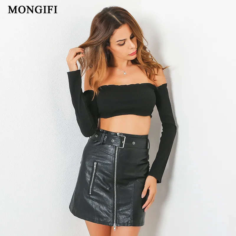 MONGIFI Ruffle Crop сексуальное бюстье футболки 100% хлопок с плеча футболка Для женщин