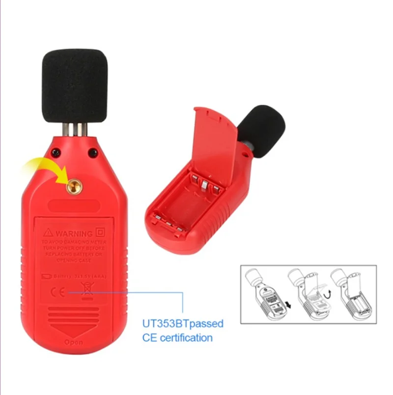 UNI T UT353BT Мини цифровой измеритель уровня звука Bluetooth децибел измеритель шума аудио детектор 30~ 130 дБ Удержание данных ЖК-дисплей подсветка IENV