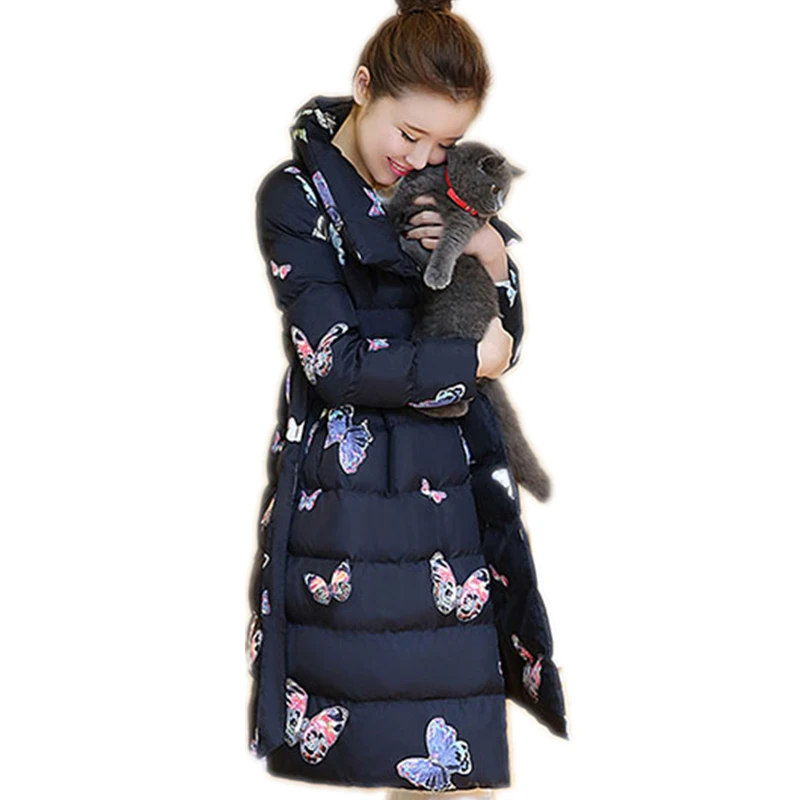 Модные куртки и пальто для девочек новое зимнее средней длины куртка размера