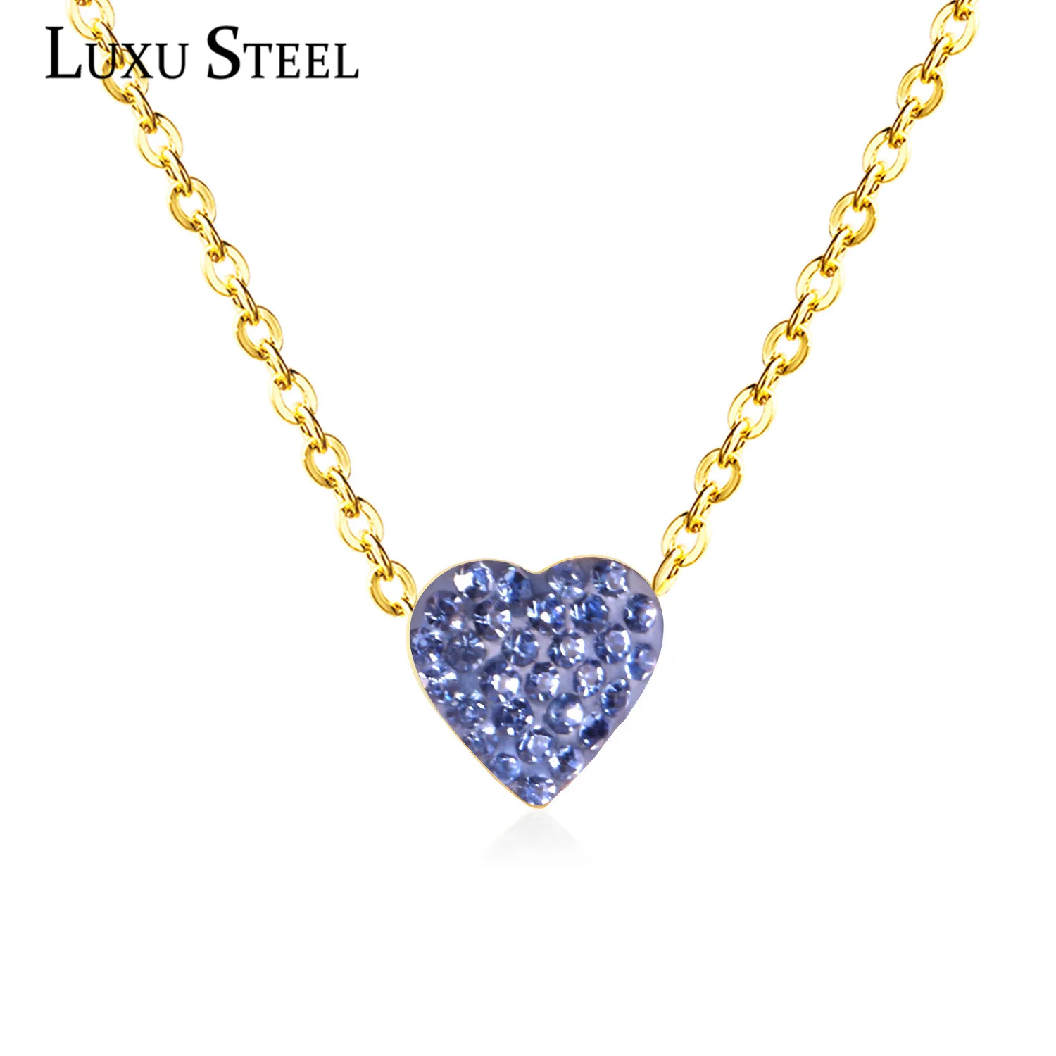 Чокер LUXUSTEEL с кристаллами в форме сердца ожерелья из нержавеющей стали