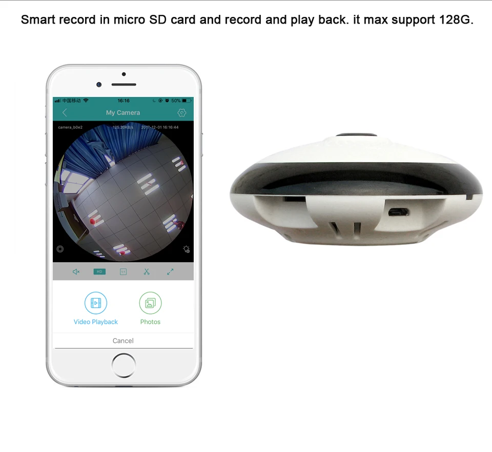 DAYTECH панорамный IP Камера Беспроводной Wi-Fi мини Камеры видеонаблюдения 1.3MP 960 P 32 г КАРТЫ HD 360 Полный градусов рыбий глаз видеонаблюдения ИК Аудио