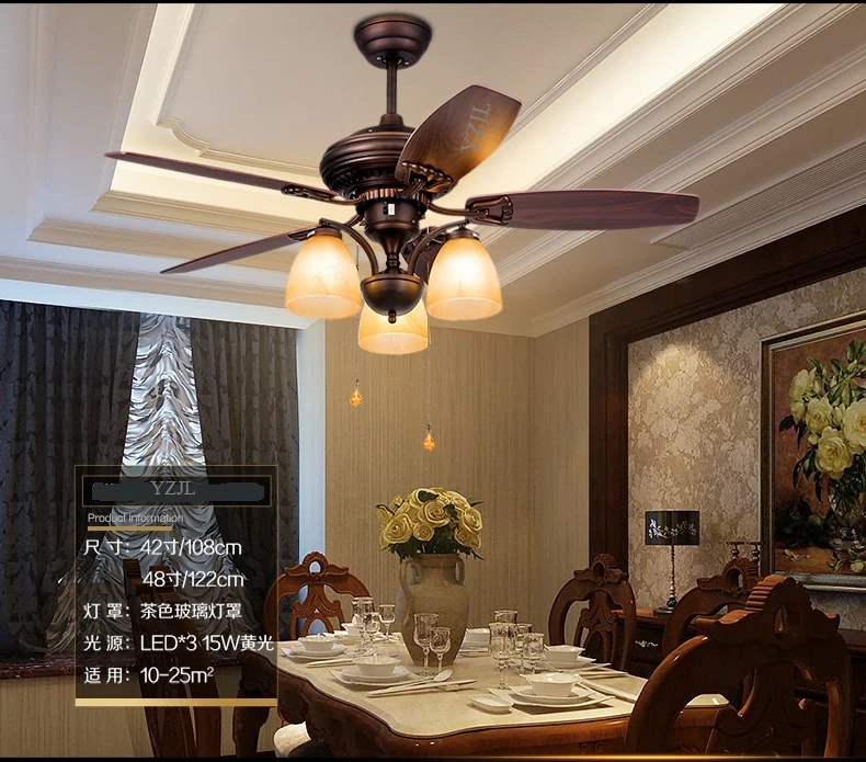 Американский деревенский Ретро Вентилятор люстра вентилятор огни гостиная