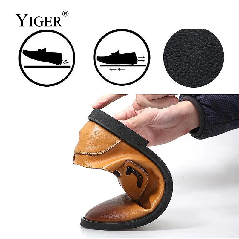 YIGER/Новые мужские лоферы из натуральной кожи повседневные туфли на липучках