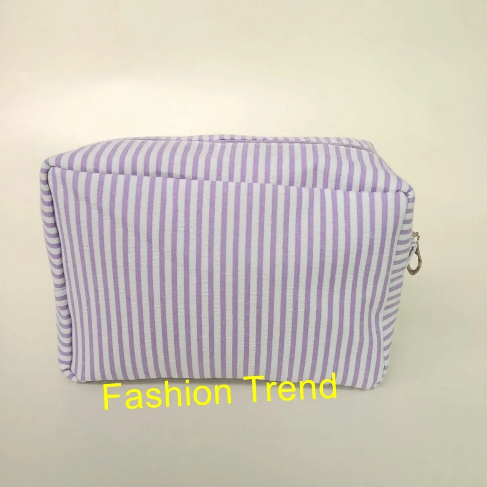 20pcs/lot Wholesale Blanks Candy Stripe Seersucker Cosmetic Makeup Toiletry Travel Case Pouch Gift In Stock |