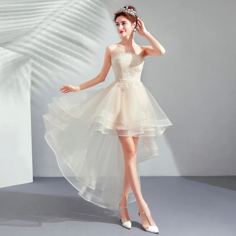 Вечернее платье без бретелек с аппликацией из бисера рукавов для выпускного