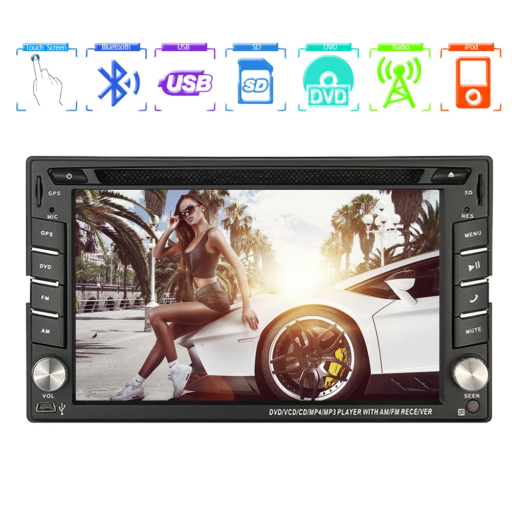 6 2 ''сенсорный автомобильный dvd-плеер с экраном в приборной панели Bluetooth