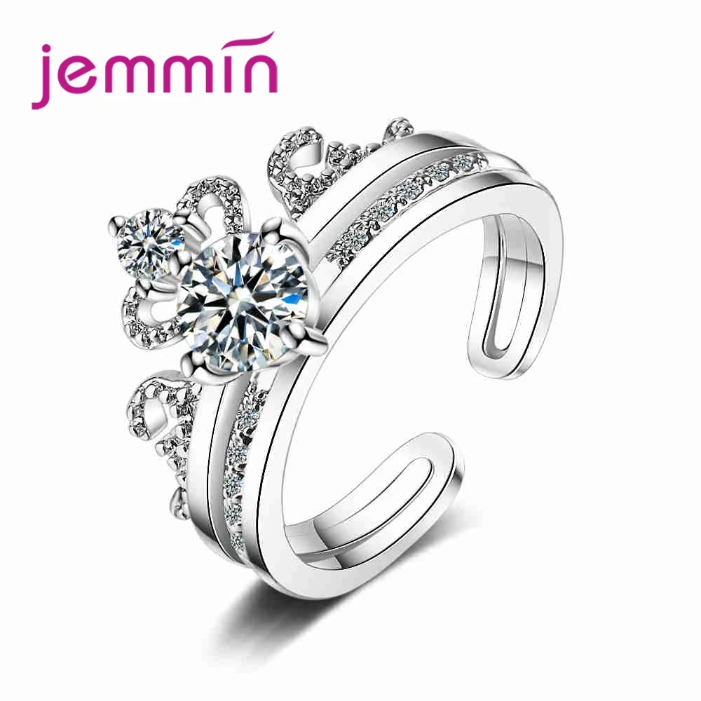 

Sparkling Cubic Zirconia Jewelry Rings For Women 925 Sterling Silver Crown Opening Rings For Women Fashion Jewelry