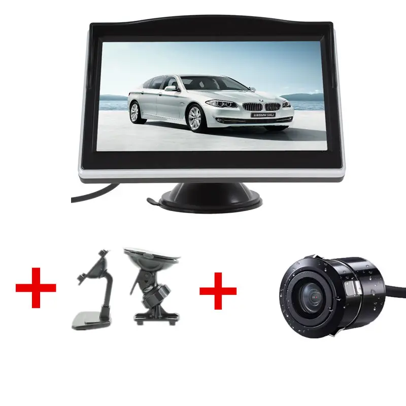 K185 monitor BOZXRX парковочная система lcd " HD Автомобильный монитор с двойным кронштейном+ 170 градусов водонепроницаемый светодиодный монитор ночного видения Автомобильная камера заднего вида - Цвет: K185 monitor