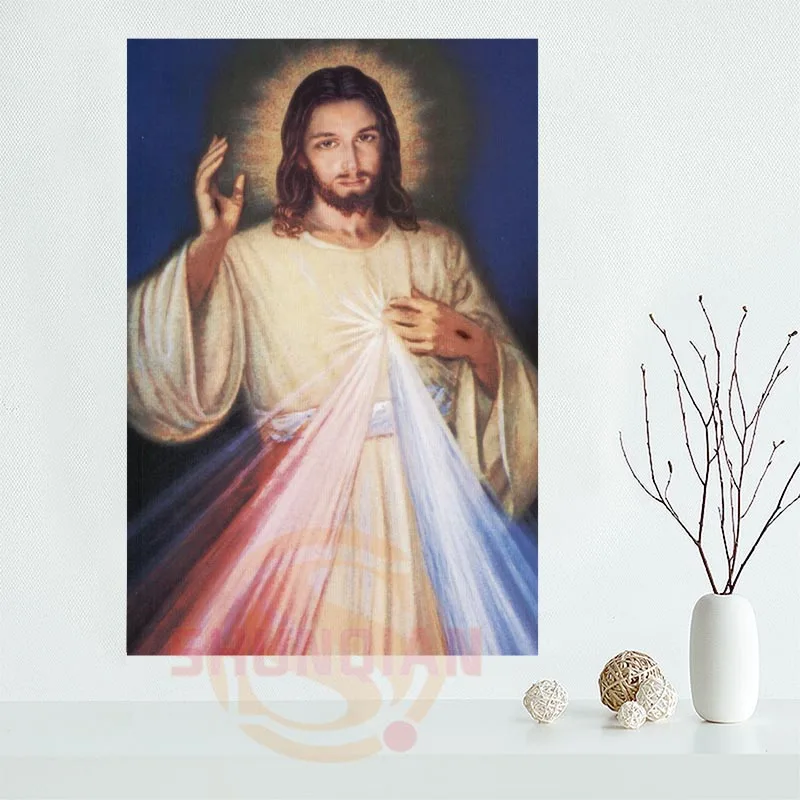 ShunQian Mercy of Jesus Poster Custom Home Decor modern For Bedroom Cloth Canvas | Дом и сад