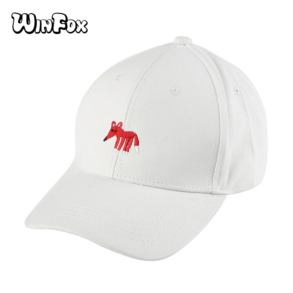 Winfox новая весенняя мода черный белый розовый цвет меньше лиса бейсболки шляпы