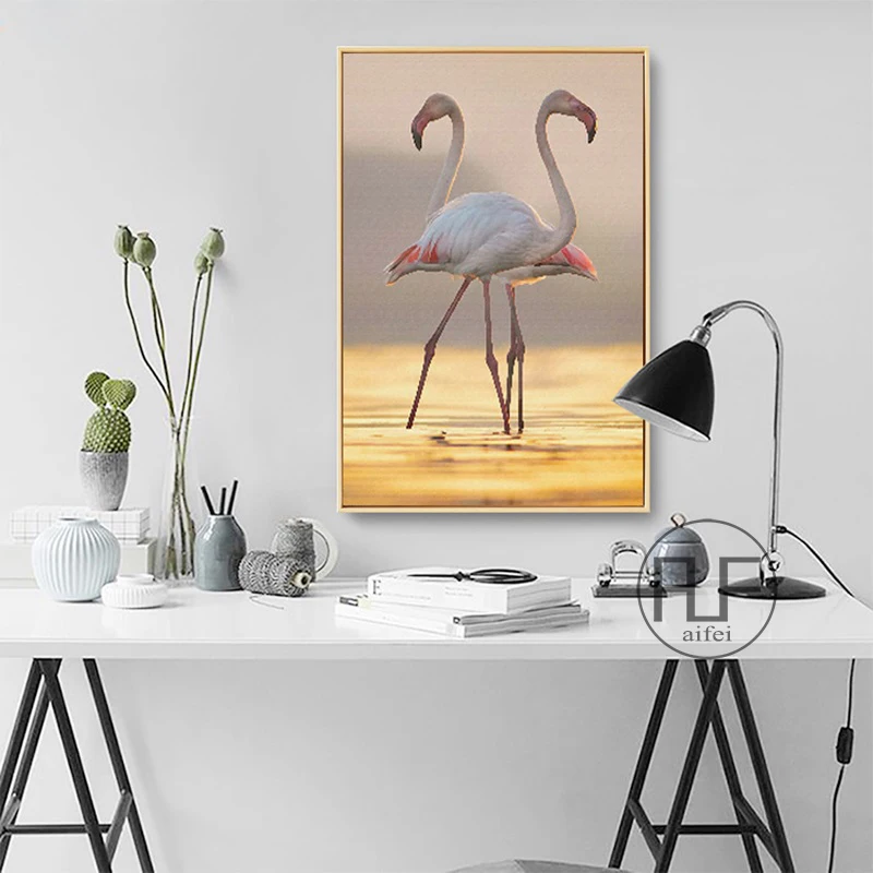 Нордическое украшение дома искусство плакат минималистический любовь фламинго морской пейзаж холст животных картины для гостиной спальни.