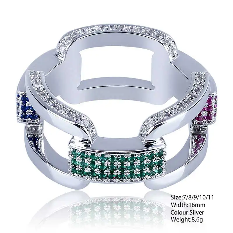 JLR18060003-S Серебряное кольцо AAA с фианитом для женщин и мужчин, роскошное многотипное кольцо с геометрическим кристаллом, кольцо в стиле хип-хоп, модные ювелирные изделия, подарок - Цвет основного камня: JLR18060003-S