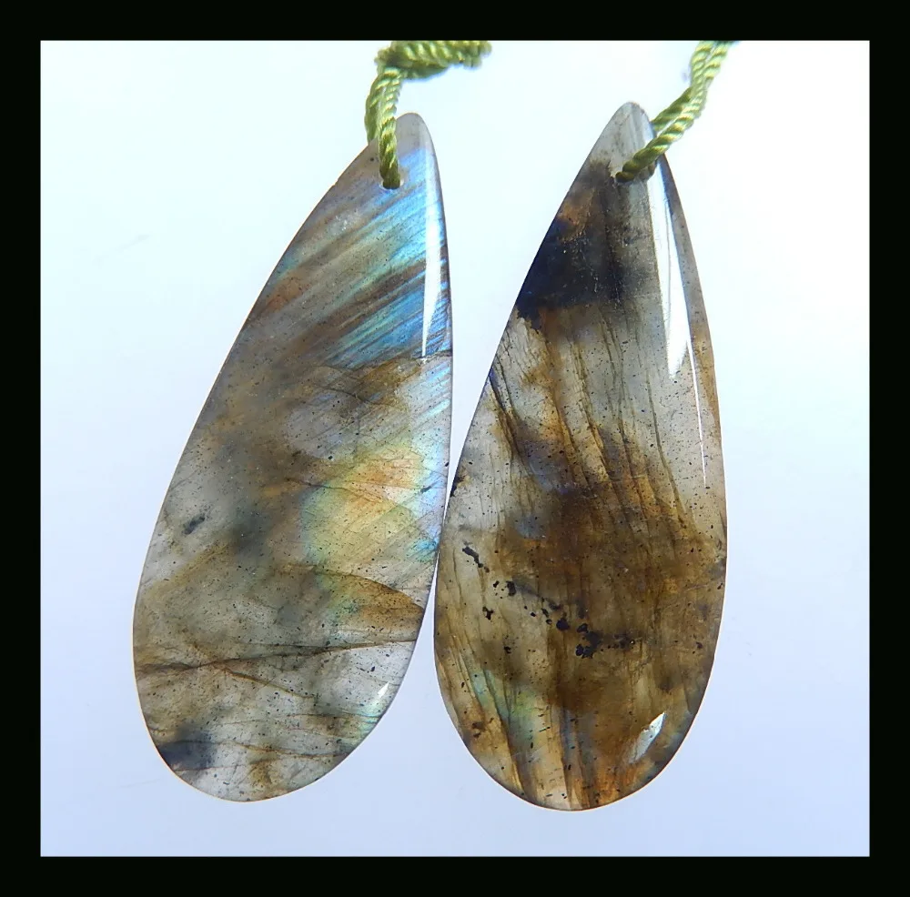 Серьги из натурального камня в форме капли воды лабрадорит 32*13*4 мм 5 4 г серьги
