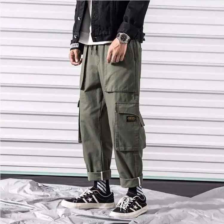 

2019 Cool Men Hip Hop Streetwear Fashion Cargo Pant Multi Pocket Casual Pants Male Cool Harem Trousers Jogger Sweatpants Mens