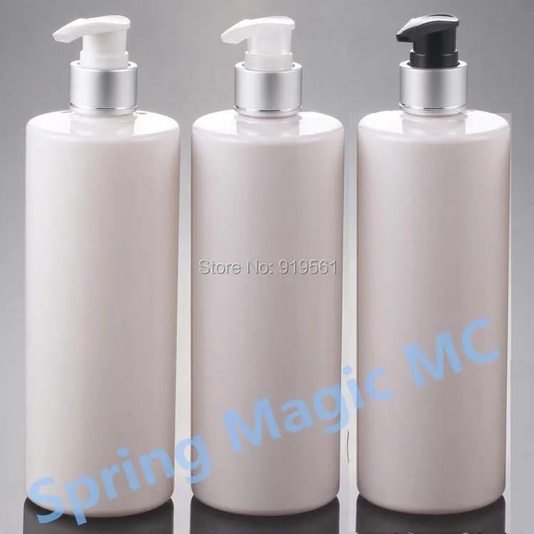 500 мл бутылка с насосом для ПЭТ серебряным кольцом шампуня/геля душа/бутылки