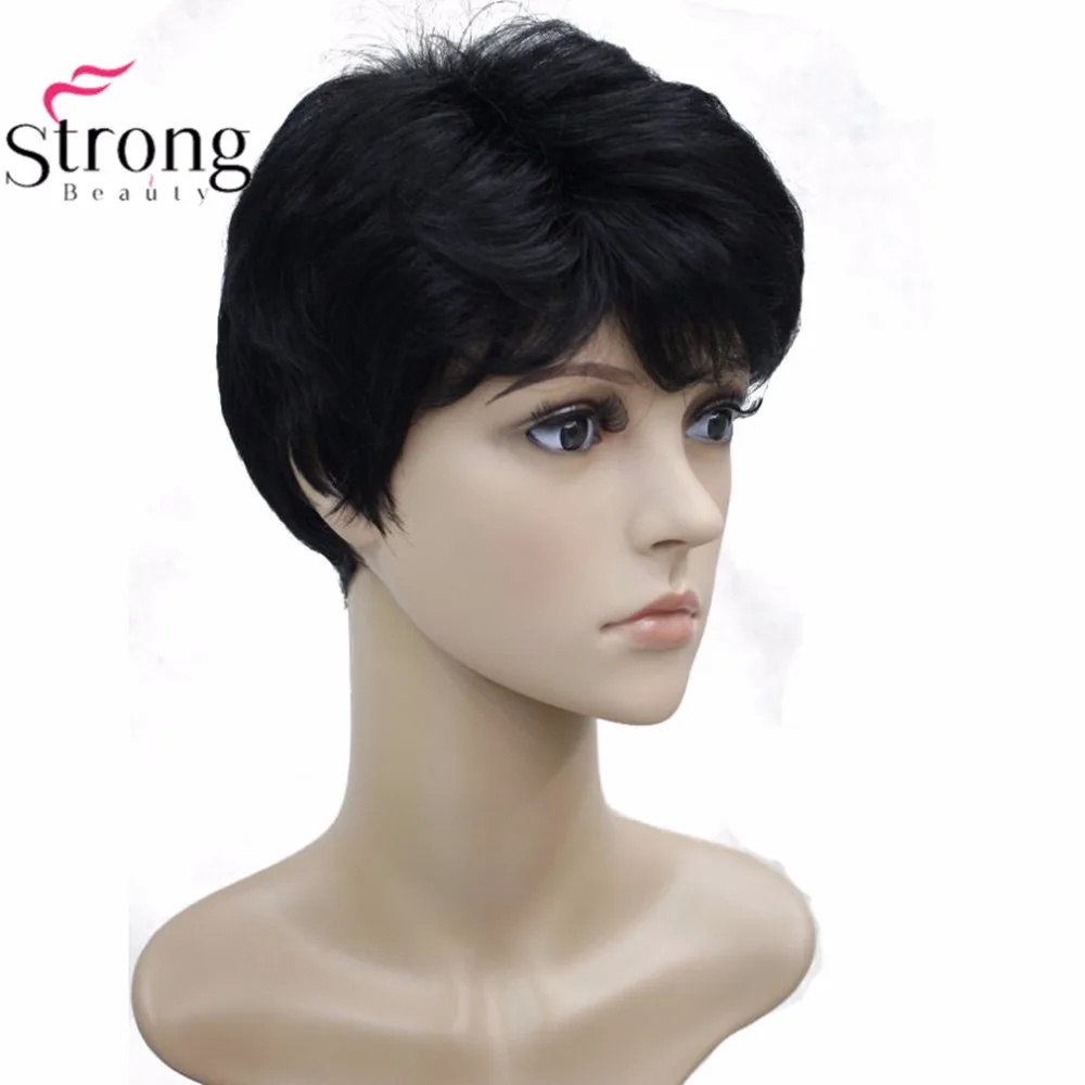 StrongBeauty женский синтетический парик черный/Блонд короткие прямые волосы натуральные парики