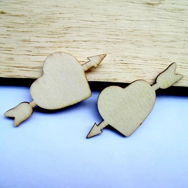 

50x An arrow through a heart wood shapes home decoration wedding decoration items