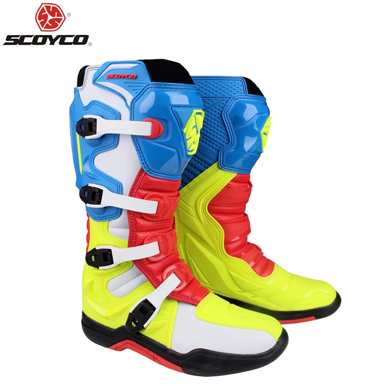 Мотоциклетные ботинки SCOYCO MBM003/MBM006 длинные гоночные сапоги из искусственной кожи