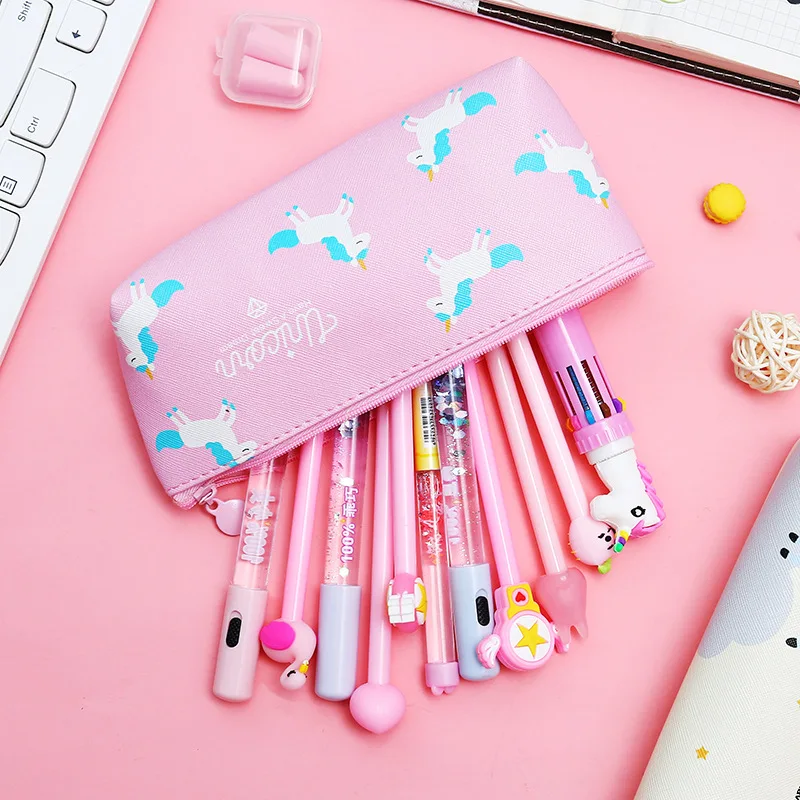 1 шт. Kawaii PU пенал Чехол подарок с Unicorn школьная для карандашей качественная сумка