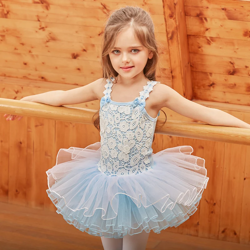 

2019 New Children Cotton Dance Dress Pink Purple Blue Girl Ballet Practice Clothes Sling Child Competition Ballet Tutu Dresses