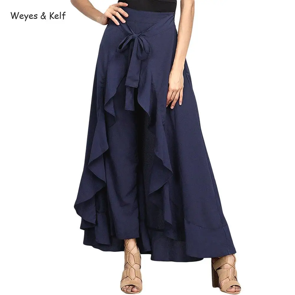 

Weyes & Kelf Fashion Lace Up Ruffle Skirts Womens 2020 Summer Bohemian Beach Skirt Long Irregular Red Grey Black Red Wrap Skirts