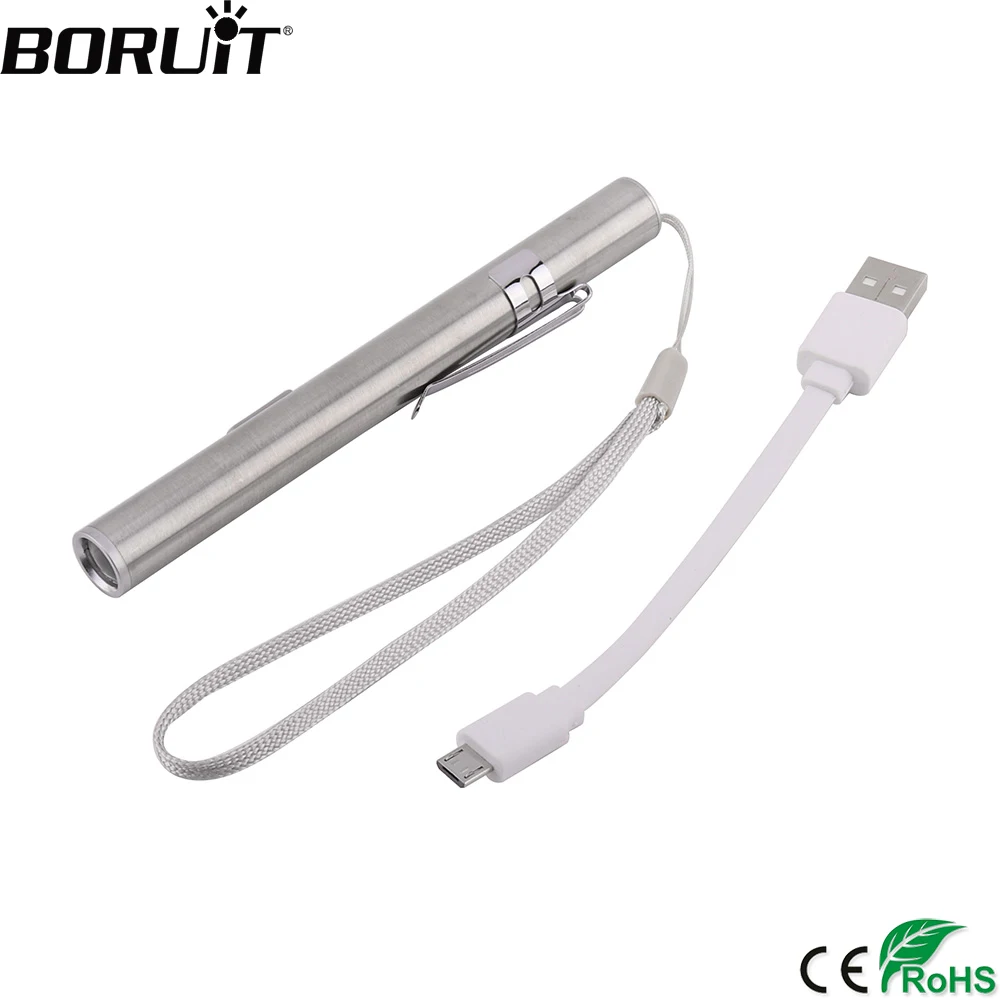BORUiT 310LM светодиодный мини-светильник для вспышки USB Перезаряжаемый фонарь