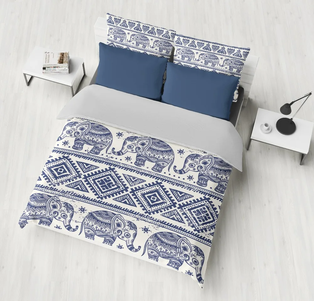 Home Textile fashion fresh Bedding Sets bule white flowers lilacs Pastoral style 3pcs Duvet Cover Soft Polyester bedclothes | Дом и сад