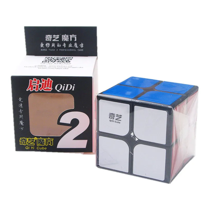 Qiyi Cube 2X2 кубик рубик магический куб 2 на 2 Куба 51 мм скоростная карманная наклейка Головоломка Куб профессионально обучающие игрушки для детей кубик рубика - Цвет: Черный