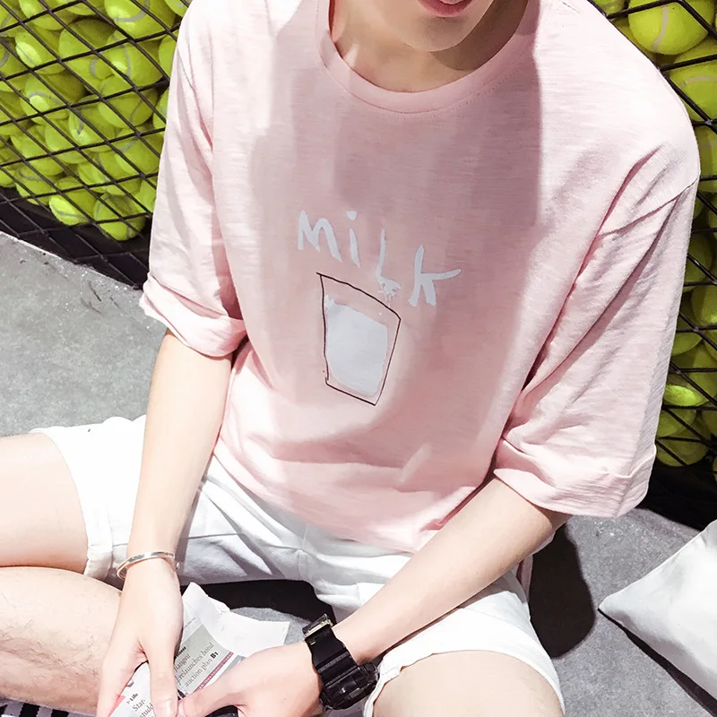 Мужские летние модные повседневные свободные футболки с круглым вырезом и