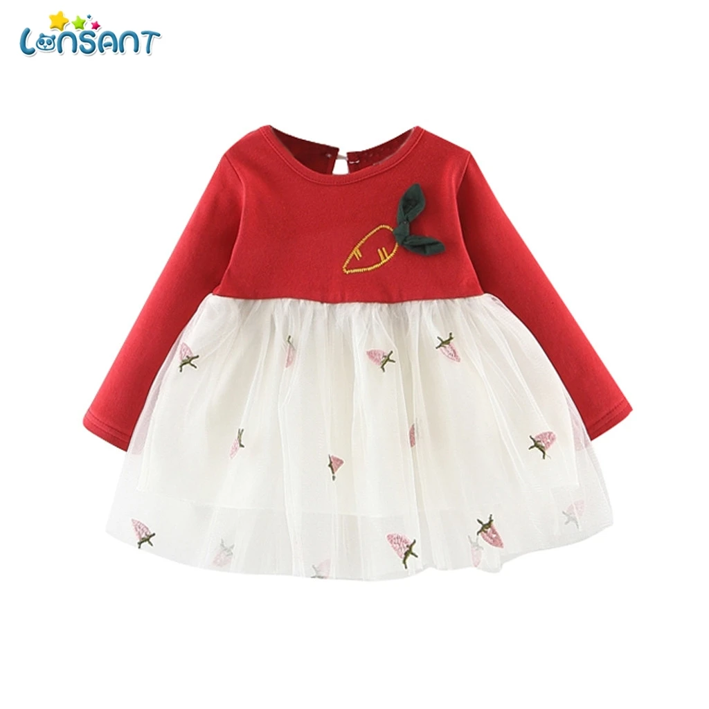 LONSANT Princess Girls Dress Children Long Sleeve Winter Autumn Baby Girl Party Dresses For Kids Clothes Christmas N30 | Мать и ребенок