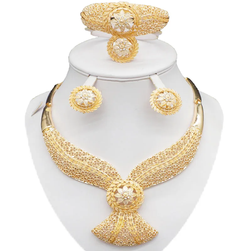 Фото Золотые Ювелирные наборы изделия по оптовым ценам африканских женщин ожерелье