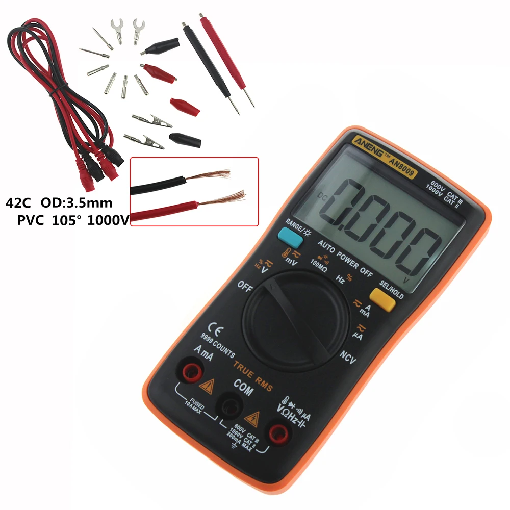 ANENG AN8009 Transitor Tester True-RMS Auto Range Digital Multimeter NCV Ohmmeter ACDC Voltage Ammeter Current Meter Temperature images - 6