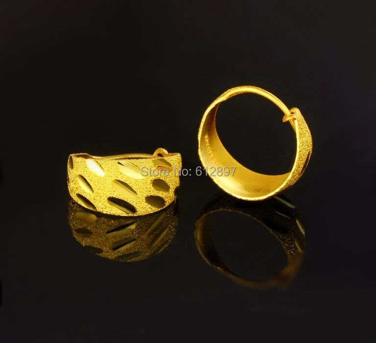 Однотонные серьги 999 из желтого золота 24k/женские серьги-кольца Wisp/3,99 г